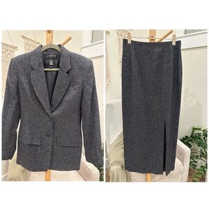 Liz Claiborne Collection Wool Silk Charcoal Skirt Suit Set Women’s Size 6
